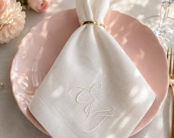 Servilletas de lino personalizadas para bodas con tu monograma nupcial personalizado / Servilletas de lino bordadas / Decoración para la recepción de bodas / Regalo nupcial