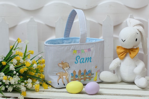 Cestino Pasquale Personalizzato Per Bambini In Tela Con Nome E Foto – Regalo Unico Per Caccia Alle Uova, Ragazzi E Ragazze (Stile 4) - 3