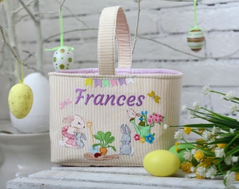 Personalized Easter Basket, Kids Easter Basket, Embroidered Easter baskets, Fabric Easter Basket, Easter decor, Easter Egg Hunt Basket