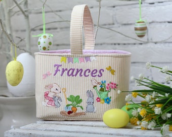 Personalized Easter Basket, Kids Easter Basket, Embroidered Easter baskets, Fabric Easter Basket, Easter decor, Easter Egg Hunt Basket