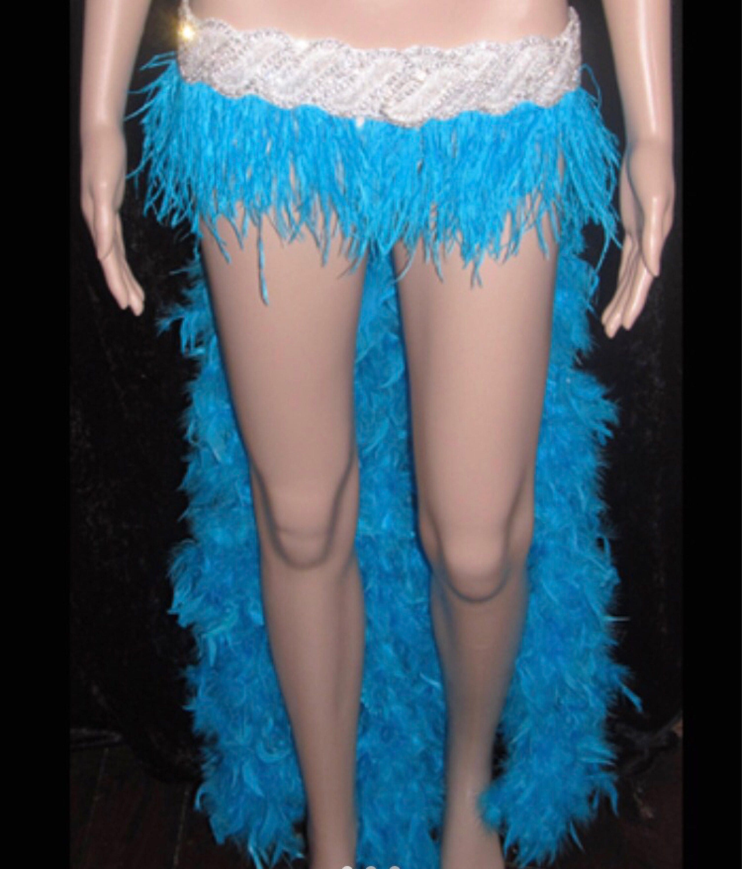 Feather Boa Tail Skirt With Diamanté Hook & Eye Belt Etsy