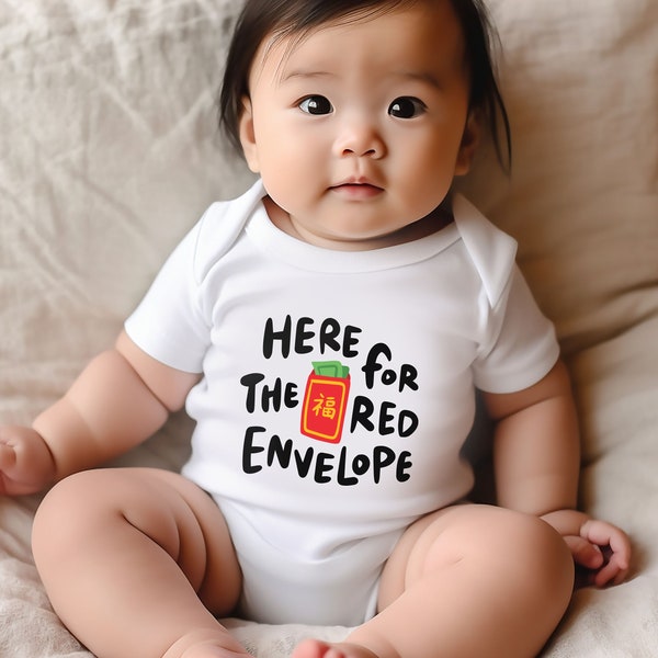 Red Envelope Baby Bodysuit | Cute Chinese New Year Bodysuit for Boys and Girls | 2024 Lunar New Year Baby Bodysuit | Asian Baby Gift