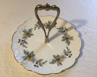 Aynsley, Vintage, Berry Lane, Tidbit tray, original handle in Heart shape, Fine bone China, Made in England,catchall tray, ring dish