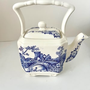 Sadler mini-theepot Blauwe en witte chinoiserie, made in England Vintage vintage woondecoratie voor verzamelaars