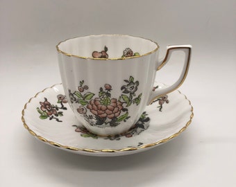Teacup and Saucer by Royal Chelsea, Vintage Fine Bone China, Made