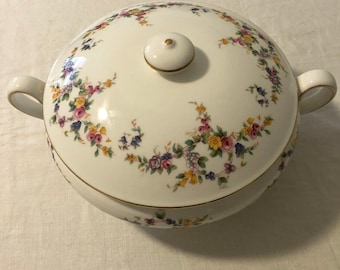 Vintage Minton Spring Flowers Covered Vegetable Bowl: Fine Bone China