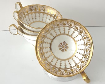 Vintage Cauldon Fine Bone China Teacup and Saucer, Gold Star, Made in England
