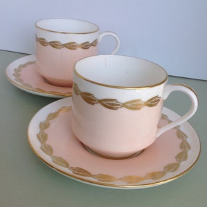 Aynsley Blush & Gold Tea Cup and Saucer Set - Fine Bone China