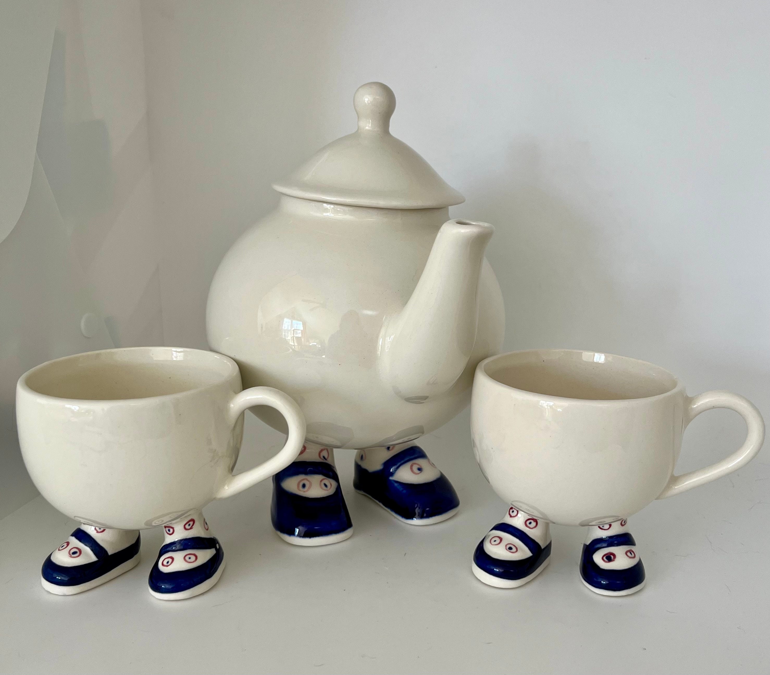 Vintage , Carlton Ware ,walking Tea Pot and Two Walking Cups