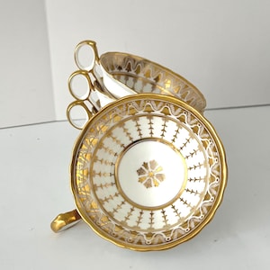 Gold replacement cups, rare design ,Cauldon for Briggs Boston USA, Vintage Maximalism, Gift for tea lover