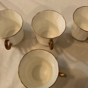 Teacup and Saucers , Demi tasse / Espresso / Coffee cups , Vintage , White and Gold,fine bone china, Six cups and Five saucers, reusable image 2