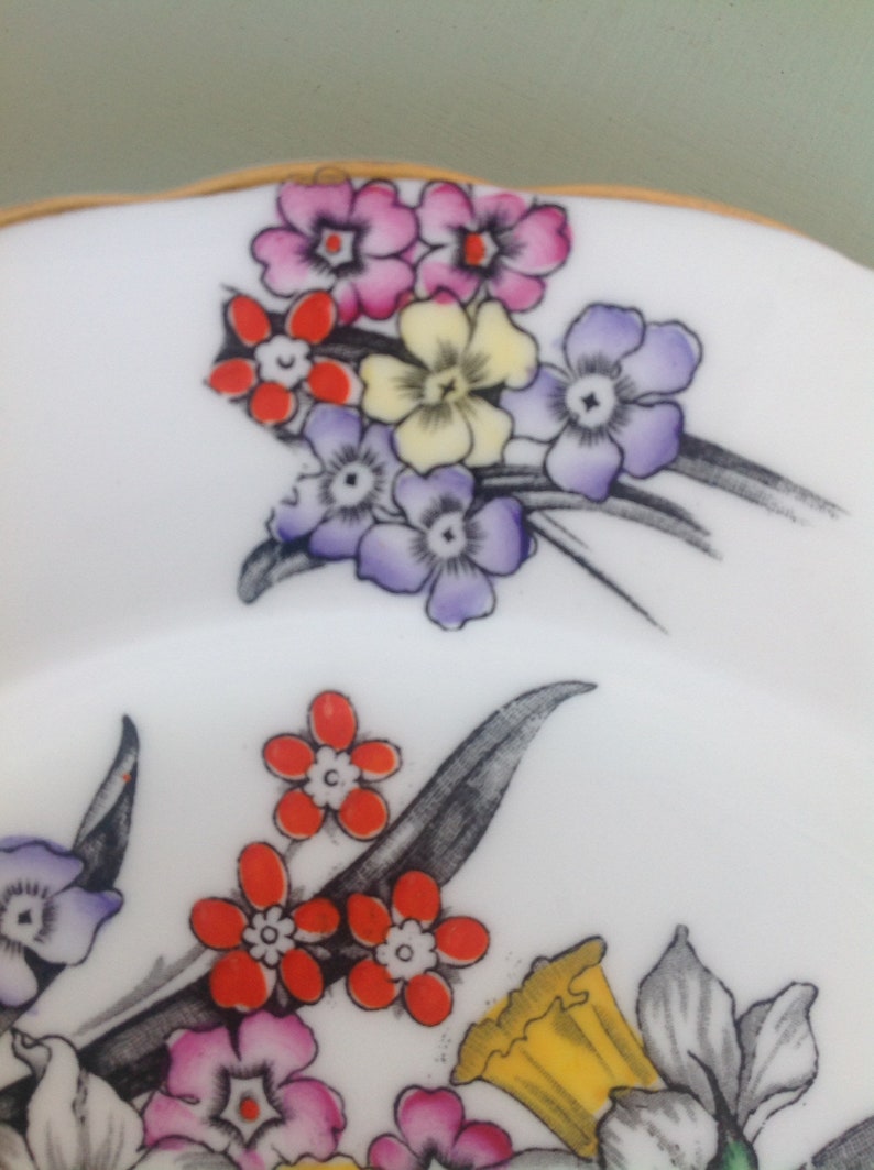 Plate By Victoria for Cartwright and Edwards England Rare and collectible great gift for her Vintage collectible Hand finished Daffodil