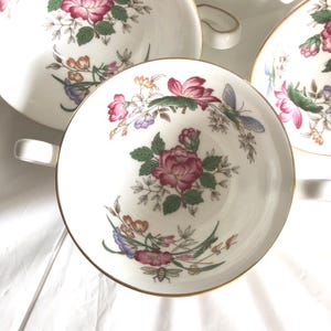 Wedgwood, Charnwood, Double handled soup bowls & Saucers,set of 12, listing one set, Fine bone china, made England, Luxury dinnerware Fall