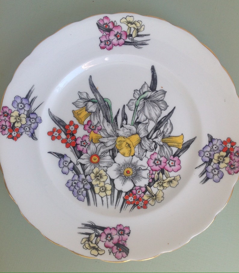 Plate By Victoria for Cartwright and Edwards England Rare and collectible great gift for her Vintage collectible Hand finished Daffodil