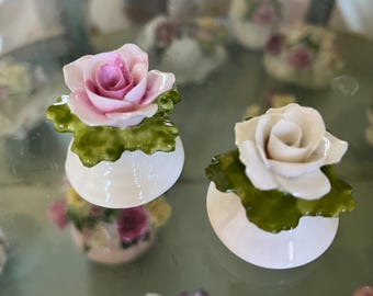Vintage Rose Salt & Pepper set , Ceramic