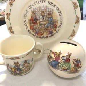 Royal Doulton Bunnykins Christening Set: Plate, Mug & Money Ball