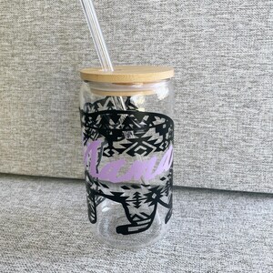 Glass Cup with Bamboo lid and glass straw
