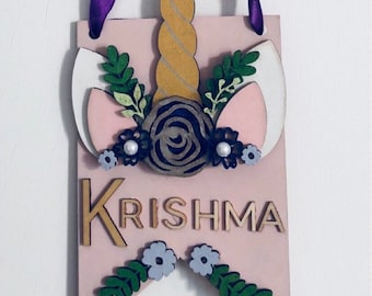 Unicorn Personalised Plaque, Unicorn Gift, Door Hanger, Personalised Plaque, Door Sign, Bedroom Decor, Nursery Decor, Customised Plaques