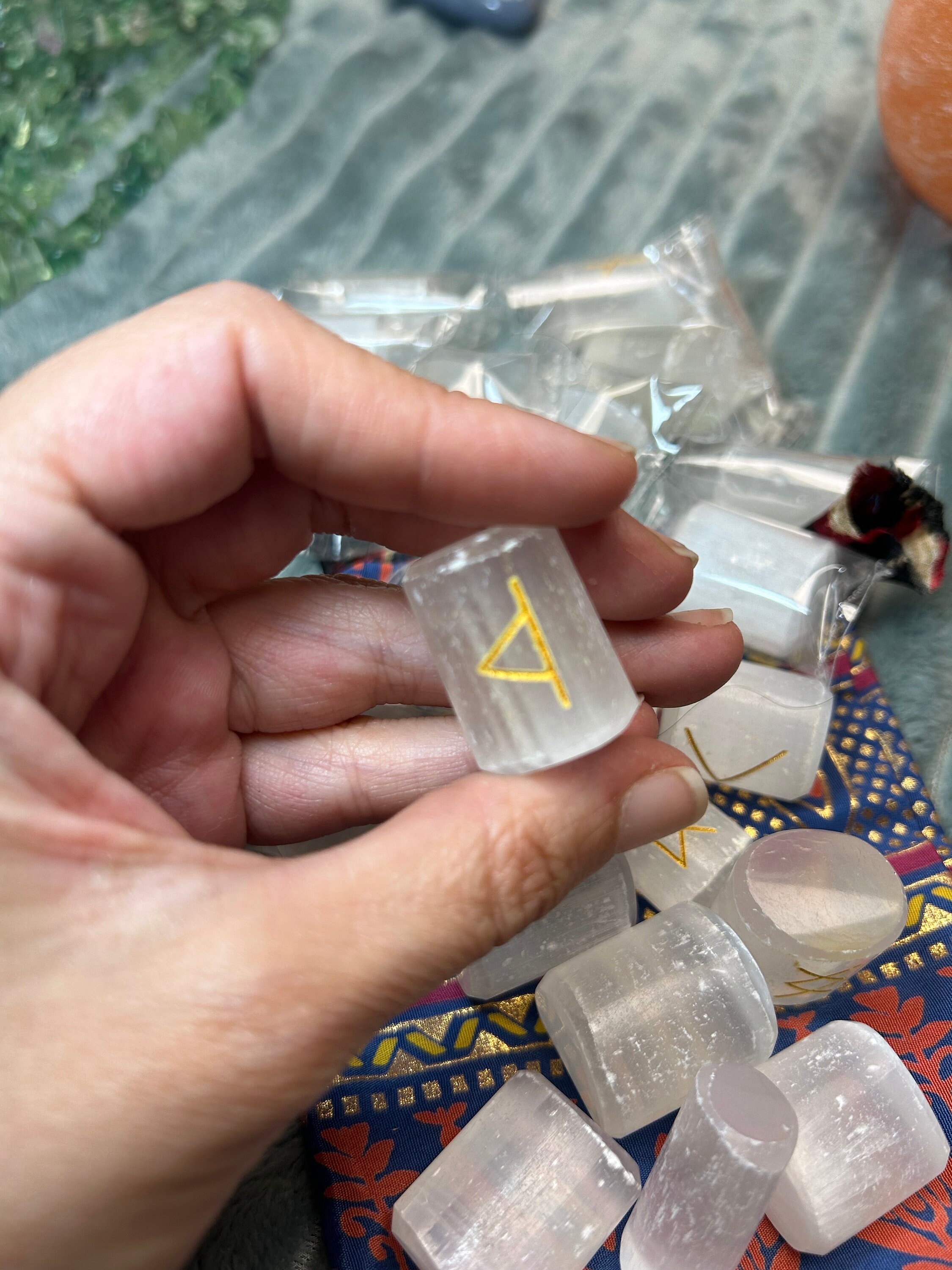Natural Rune Shell Natural Selenite Runes, Set of Carved Viking Runes. - Etsy