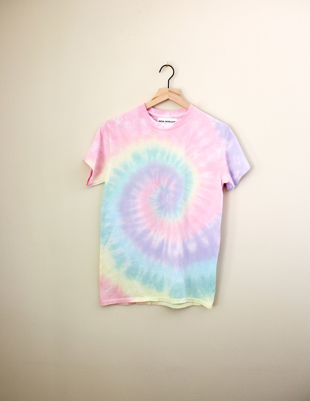 Pastel Rainbow Tie Dye Tee: 90s Inspired Cotton Short Sleeve Shirt - Main Image