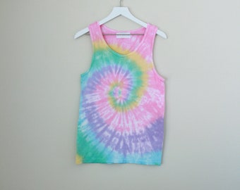 Dreamy OG Pastel Rainbow Tie Dye Unisex Tank Top / Pastel Rainbow Spiral Tie-Dye Tank Top / Bright Pastel Tie Dye Tank Top Men's Women's