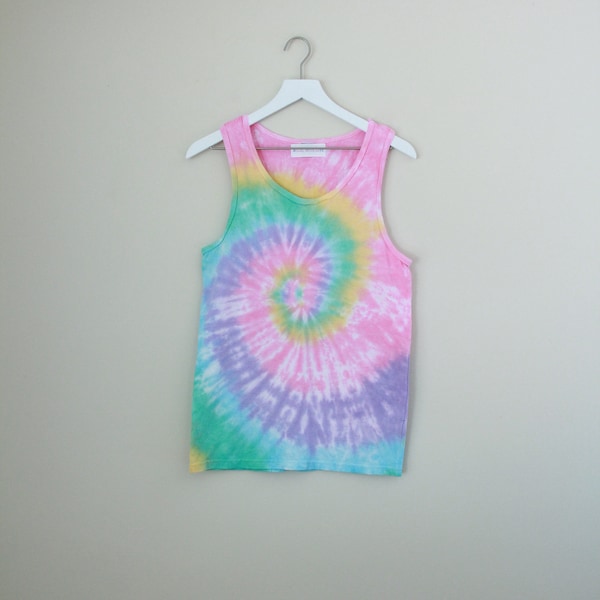 Dreamy OG Pastel Rainbow Tie Dye Unisex Tank Top / Pastel Rainbow Spiral Tie-Dye Tank Top / Bright Pastel Tie Dye Tank Top Men's Women's