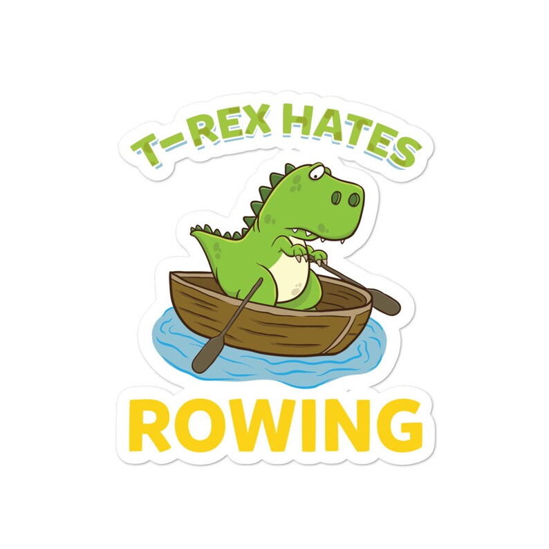 Dinosaur Rowing Boat Vinyl Sticker 