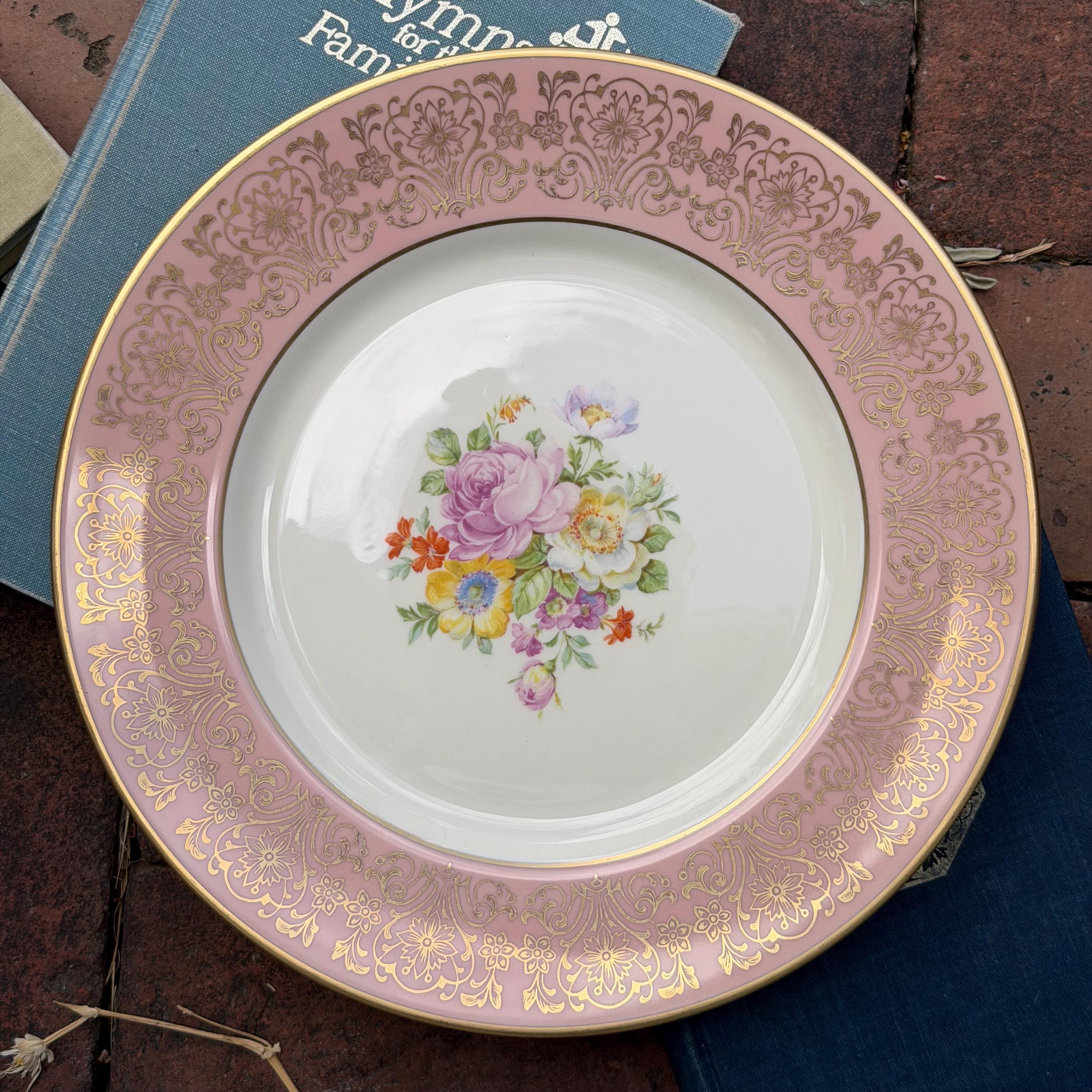 Antique Vintage Pink Roses Dinner Plates - Etsy
