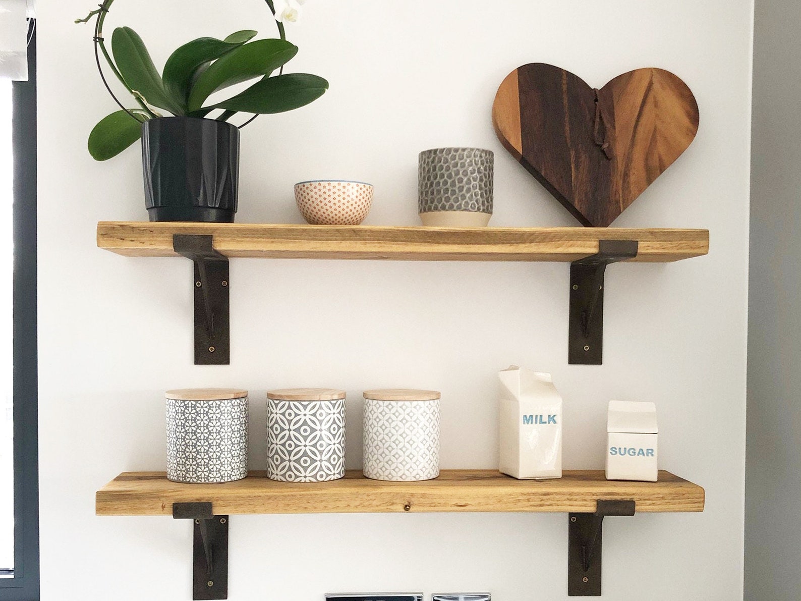 Narrow Rustic Wooden Shelf 15cm Deep Handmade From Recycled Etsy UK