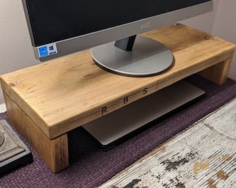 Wooden Monitor Stand - Handmade Using Reclaimed Wood | Wooden Desk Tidy | Computer Stand | Laptop Stand | TV Riser | Television Stand