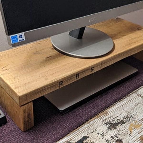 Wooden Monitor Stand - Handmade Using Reclaimed Wood | Wooden Desk Tidy | Computer Stand | Laptop Stand | TV Riser | Television Stand