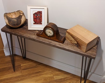 Deep Rustic Wooden Console Table | Reclaimed Wooden Console Table | Reclaimed Wooden Console Table with Hairpin Legs