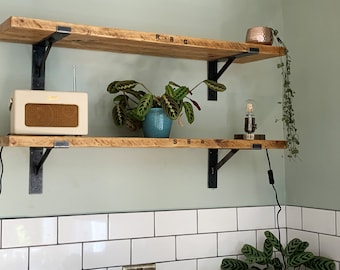 Deep 30cm Scaffold Board Rustic Wooden Shelves | Handmade Using Reclaimed Scaffold Boards | 30cm - 100cm Width | Rustic Shelves