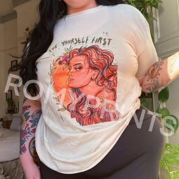 Put yourself first/ self love original drawing soft tshirt  / Plus size / s m l xl xxl  / UK 6 - 22 / indie grunge e girl