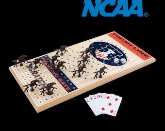 University of Illinois Fighting Illini Horseracing Game in Maple, Handcrafted Wooden College Sports Party Game