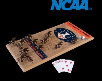 University of Illinois Horseracing Gametop in Walnut, Handcrafted Wooden College Sports Party Game