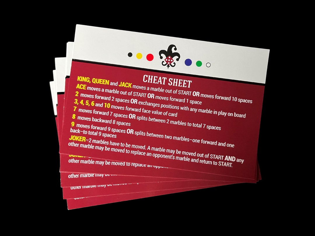 Marbles Jokers Cheat Sheets Etsy
