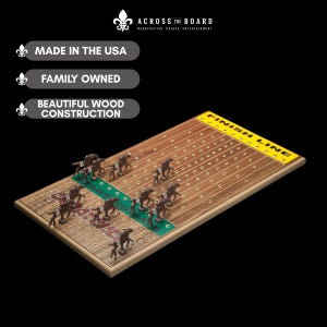 Original Horseracing Gametop Walnut, Handcrafted Wooden Party Game for Large Groups, USA Made Gift