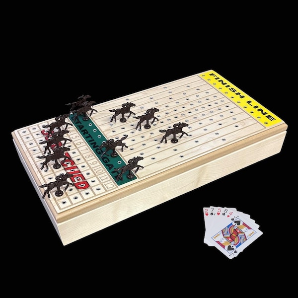 Handcrafted Maple Horseracing Game, Wooden Party Board Game