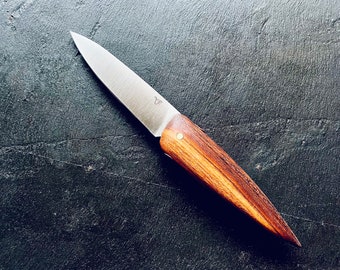 Straight table knife, paring knife in teak, 100% French craftsmanship