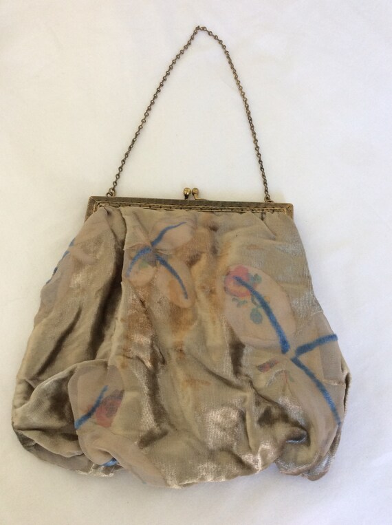 Vintage Velvet and chiffon bag 1930s approx