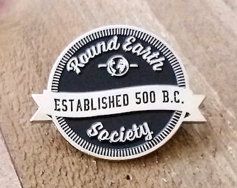 Alfiler de esmalte redondo de la sociedad de la Tierra, Alfiler de solapa de la Tierra plana, Alfiler de sombrero de ciencia, Alfiler divertido