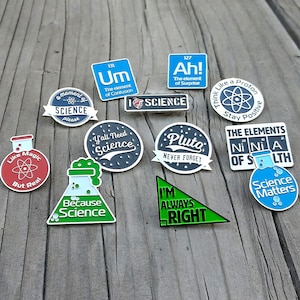 Enamel Pin Set - Science Enamel Pins - 12 Lapel Pins - Lapel Pin Set - Lapel Pins - Science Pin - nerdy pins - cool pins - funny pins