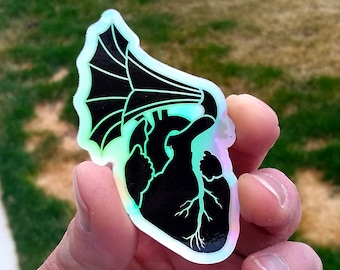 Vinylsticker anatomisch hart | holografische sticker | Sticker voor laptop | Waterdichte sticker | Tuimelaarsticker | muziek sticker
