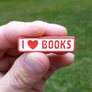 Book enamel pin - I Love Books enamel pin - book worm lapel pin - reading pin - book enamel pins - bookish lapel pins - reading pins