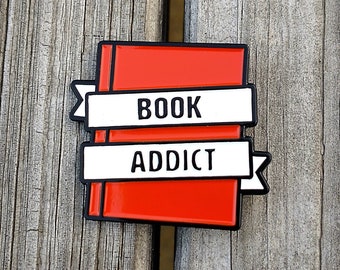 Book enamel pin -Book addict enamel pin - book worm lapel pin - reading pin - book enamel pins - bookish lapel pins - reading pins