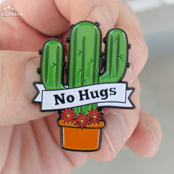 introverte emaille pin - no hugs cactus pin - sociaal onhandige reversspeld - hoedenpin - emaille pins - reversspeld - hoedenpins - grappige pin - broche