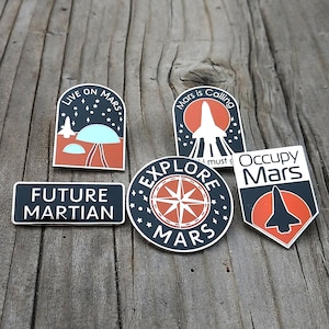 Mars enamel pin set : 5 lapel pins  enamel pins - lapel pin - pin collection - hat pin - hat pins - space pin - space pins - science pin