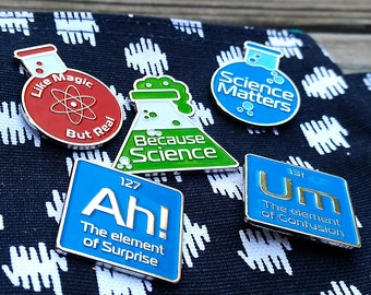 science enamel pin set | Science Pin | set of 5 pins | periodic elements lapel pins | funny soft enamel pins