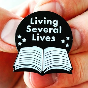 book enamel pin - book pin - living several lives enamel pin - lapel pin - enamel pins - book pins - reading pin - lapel pins - hat pin